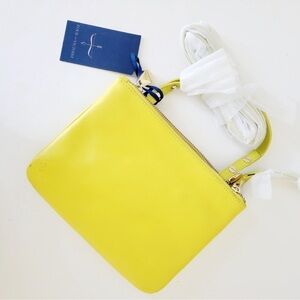 Pour le victoire 3 pocket vegan little crossbody purse bag neon yellow
